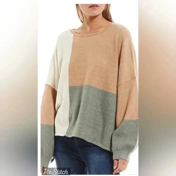 Perch by Blu Pepper Women's Back Necktie Colorblock Sweater-Size2X/3X-NWOT 🍂❄️ - Picture 5 of 6